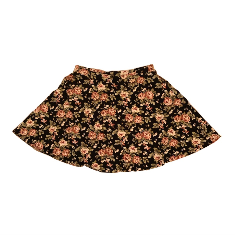 Black Floral Skirt